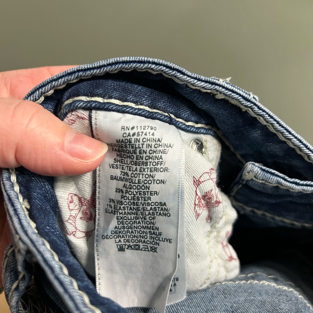 True religion Jennie Big T Mid Rise Curvy Skinny Jean flap pockets Y2K - Picture 8 of 15